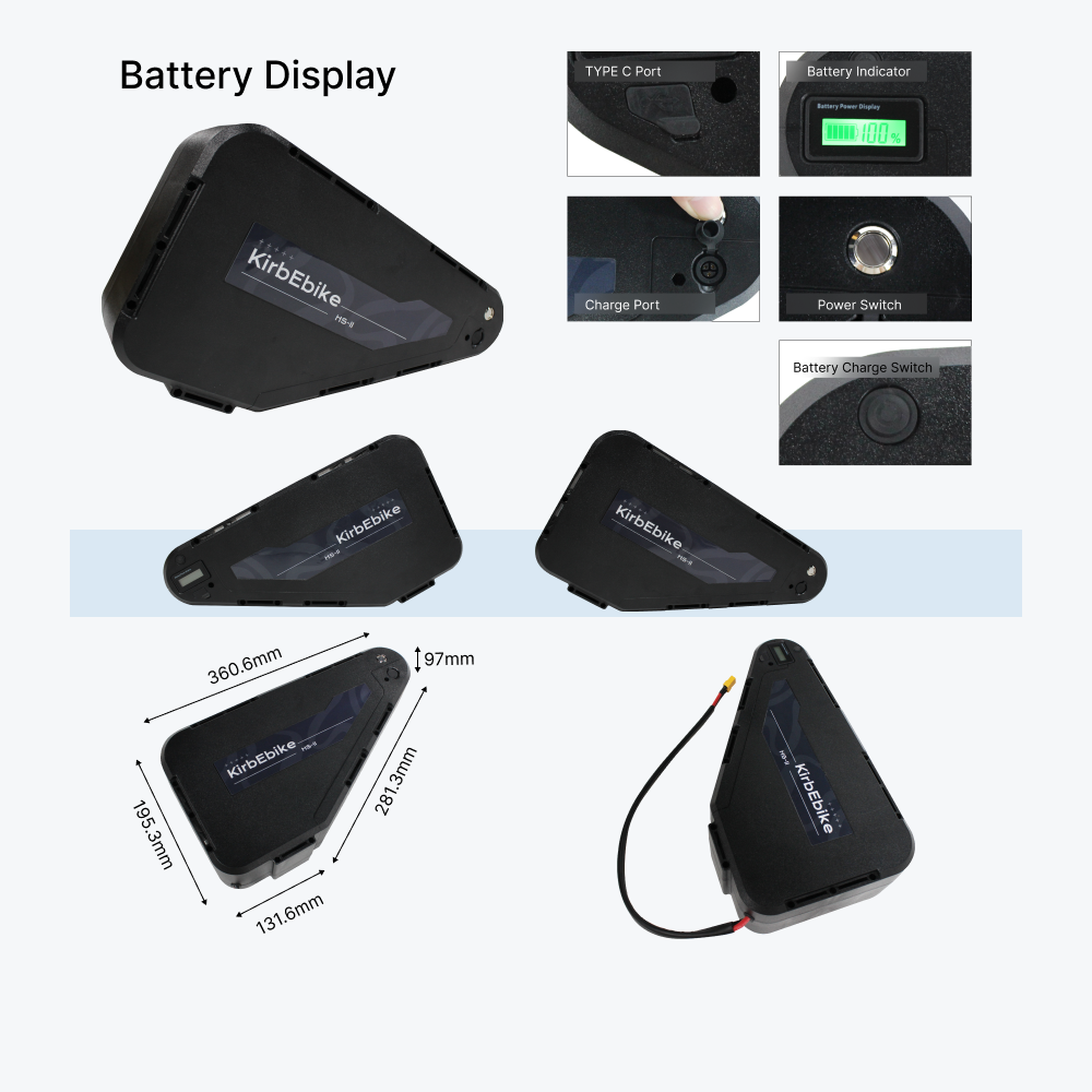 KirbEbike 52V 30AH / 60V 20AH LG 21700 60Amp 3000W Lithium Battery Pack