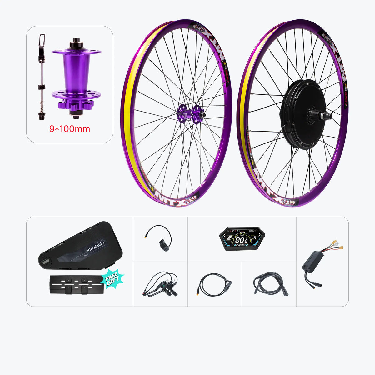 Kirbebike's 52V 2000W MTX Rim Ebike Kit with Front Wheel