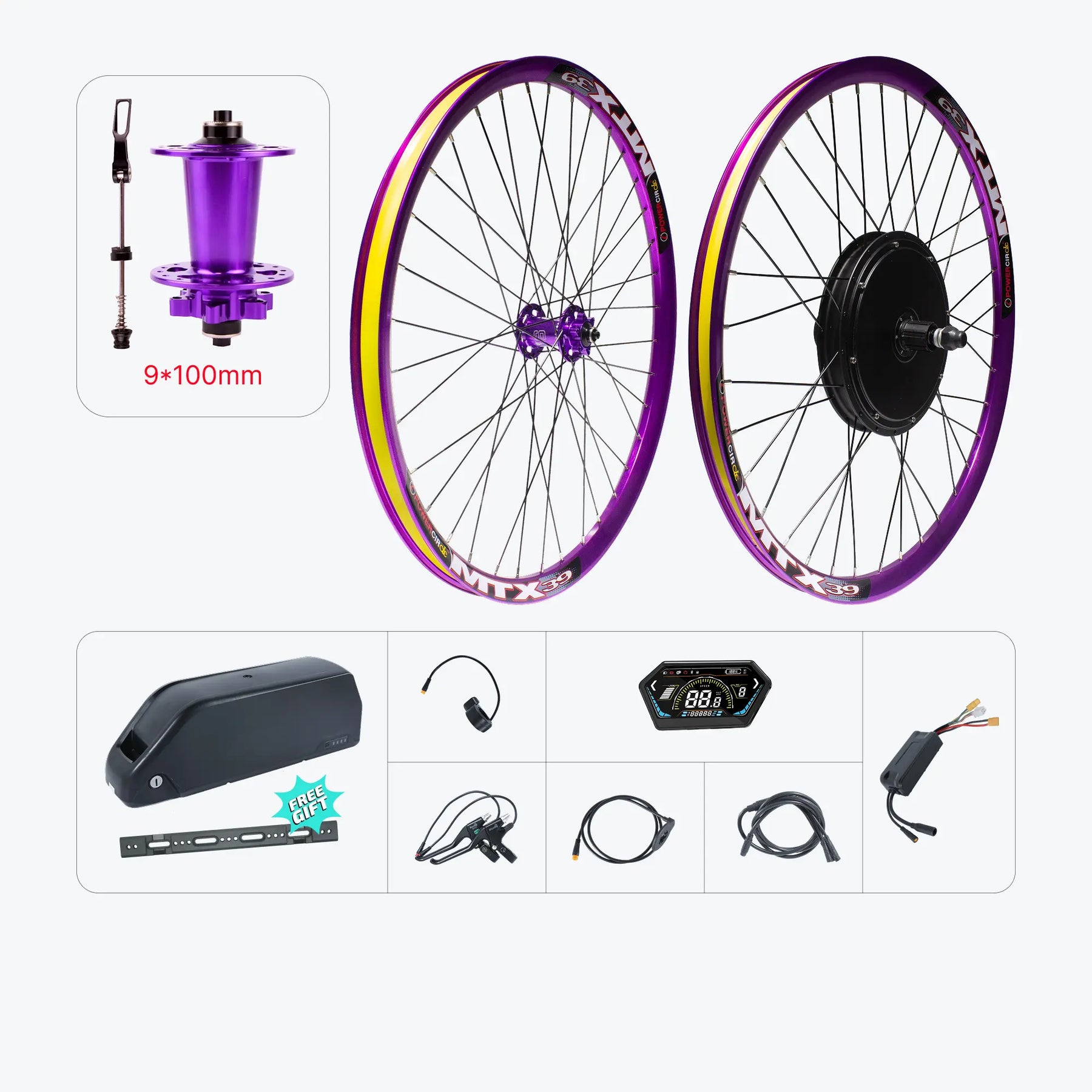 Kirbebike's 52V 2000W MTX Rim Ebike Kit with Front Wheel