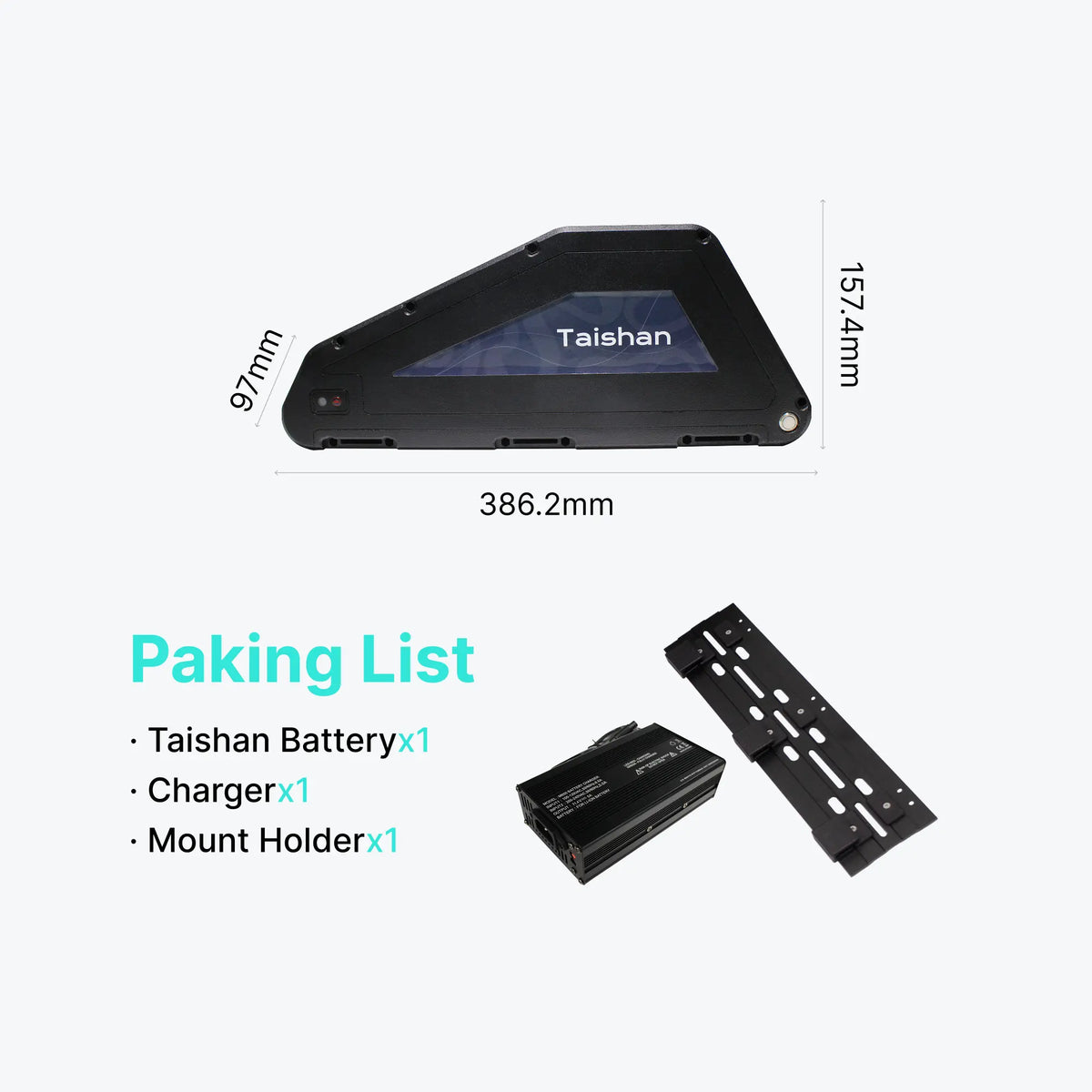 Kirbebike Taishan E-bike Lithium Batteries with 5A Charger | 48V, 52V, 60V, 72V Options