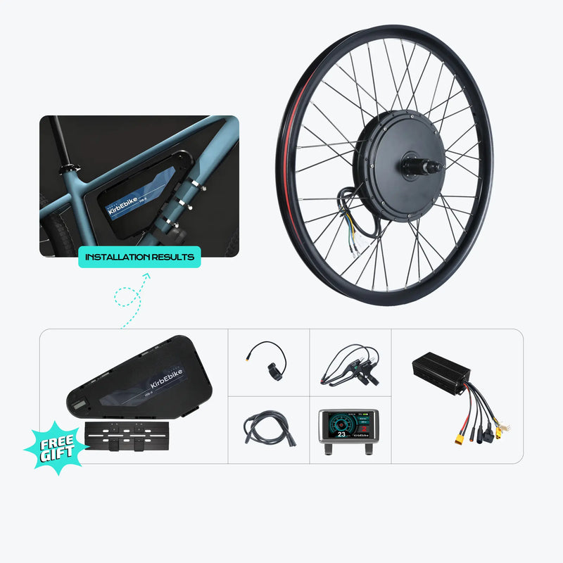 KirbEbike 52V 2000W MTX rim rear hub ebike conversion kit with optional matched battery
