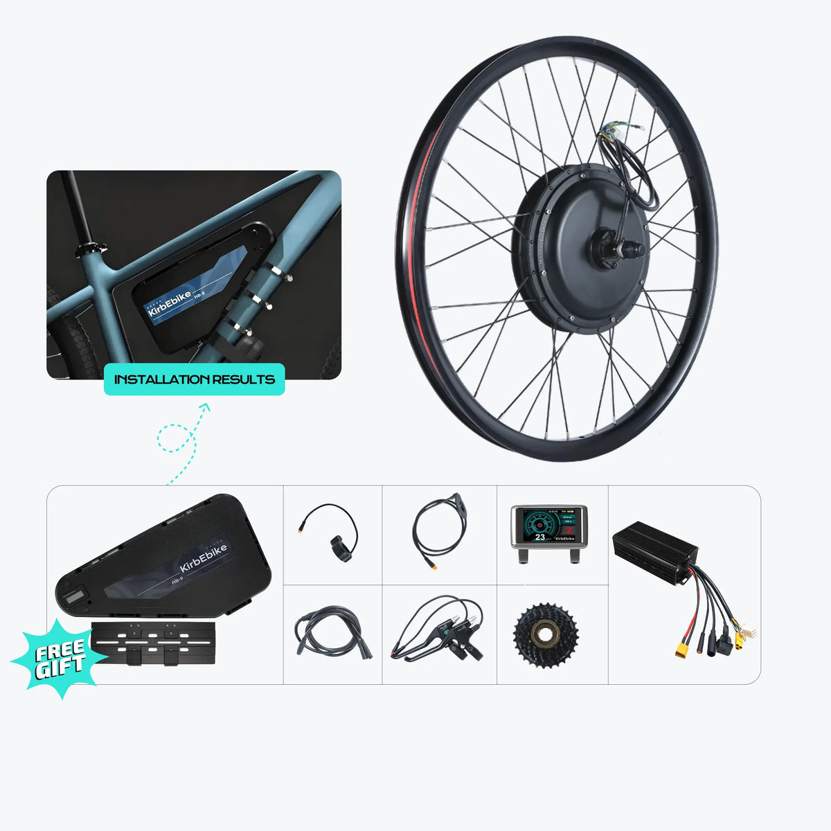Kirbebike 52V 2600W MTX Rim Ebike Kit Waterproof Design.