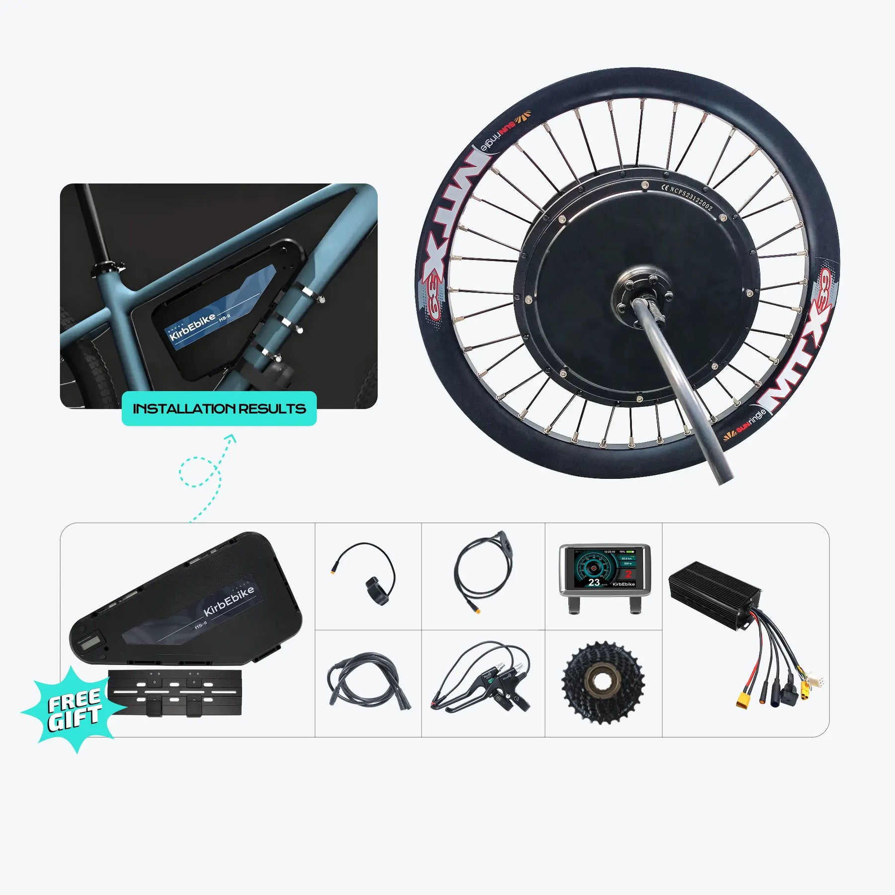 Kirbebike's 60V 2500W-3000W MTX Rim Ebike Conversion Kit 45MPH+