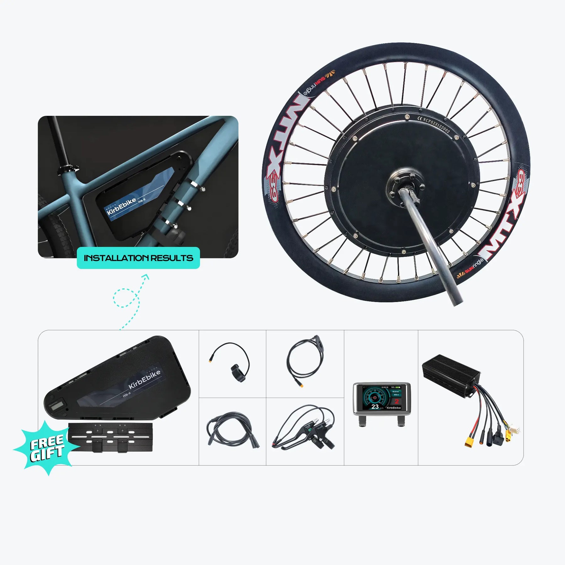 Kirbebike's 60V 2500W-3000W MTX Rim Ebike Conversion Kit 45MPH+