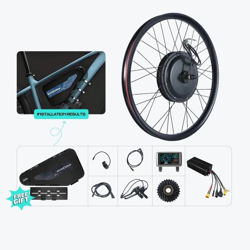 KirbEbike 60V 2500W to 3000W rear hub electric bike conversion kit with MTX rim and battery option