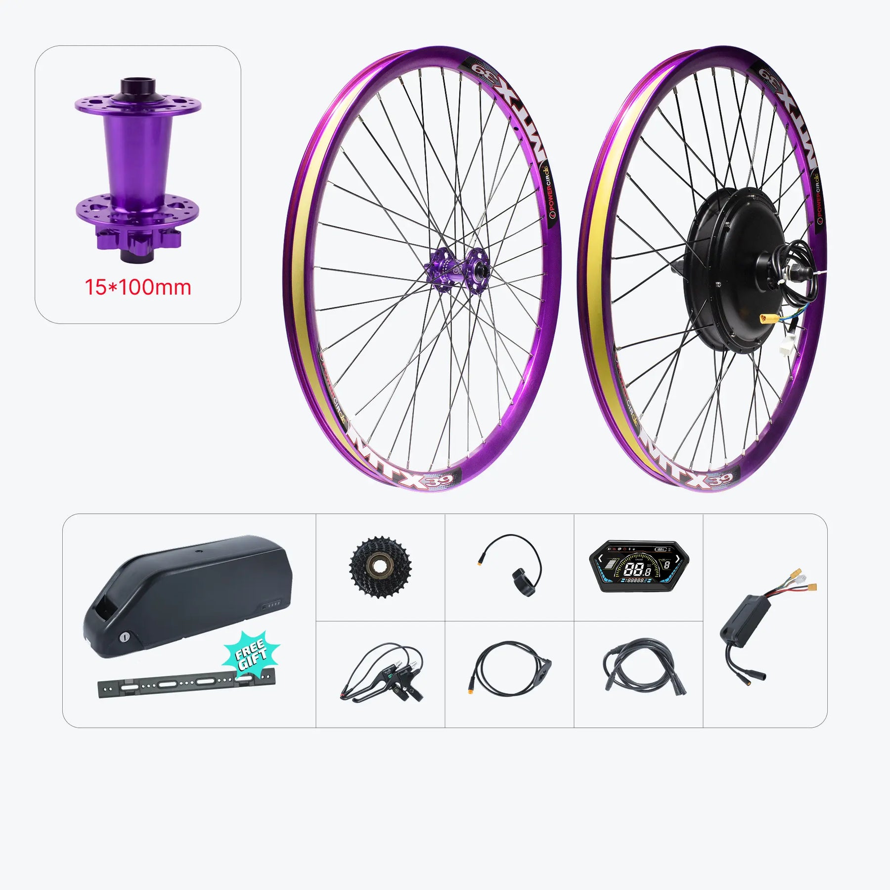 Kirbebike's 52V 2000W MTX Rim Ebike Kit with Front Wheel