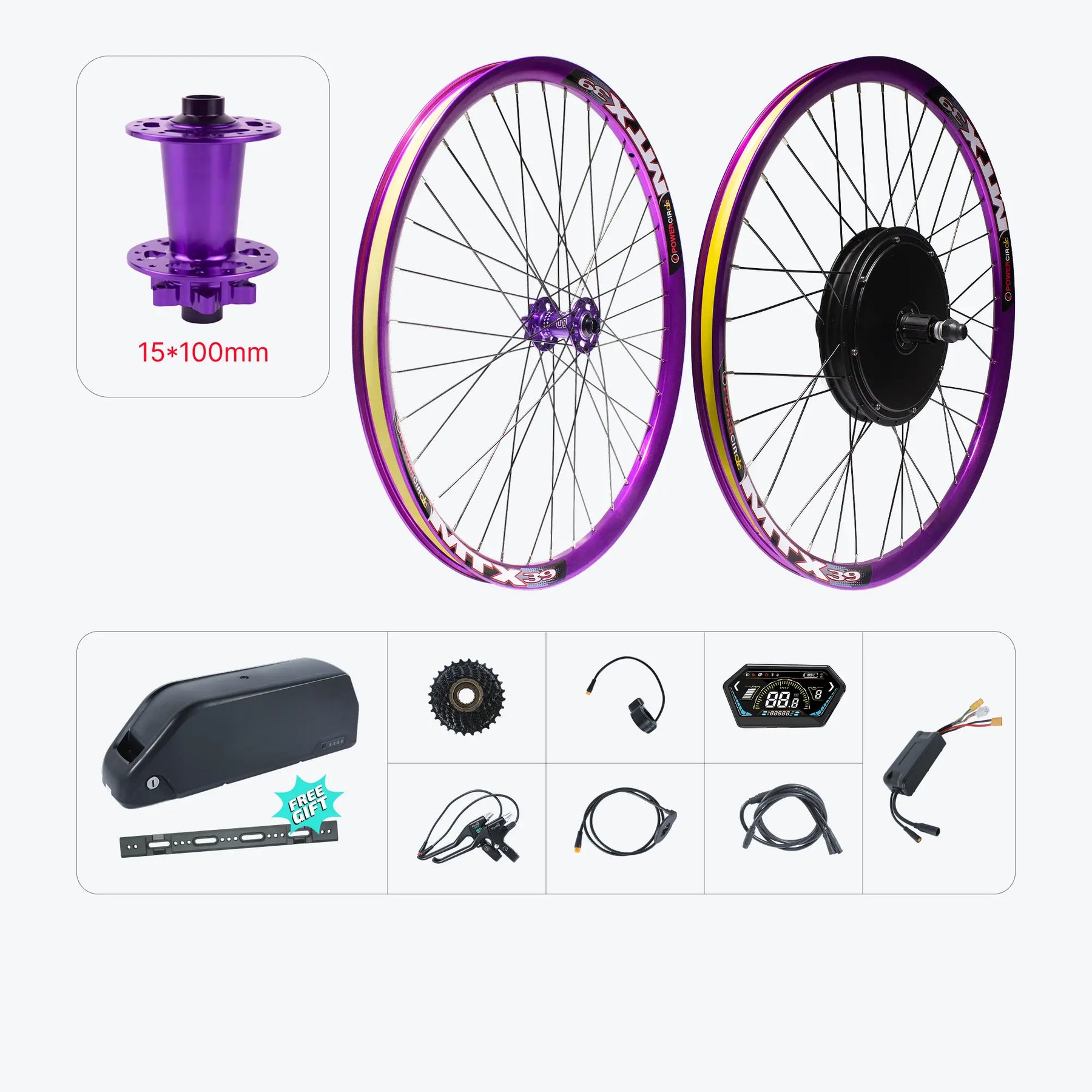 Kirbebike's 52V 2000W MTX Rim Ebike Kit with Front Wheel