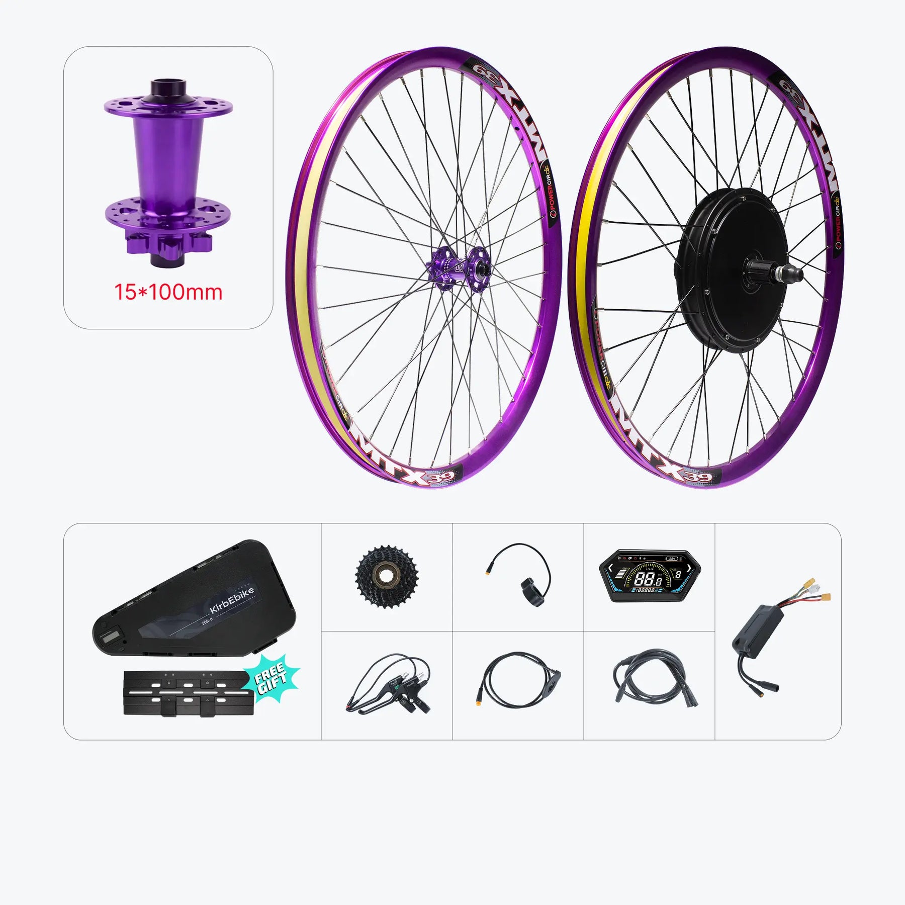 Kirbebike's 52V 2000W MTX Rim Ebike Kit with Front Wheel
