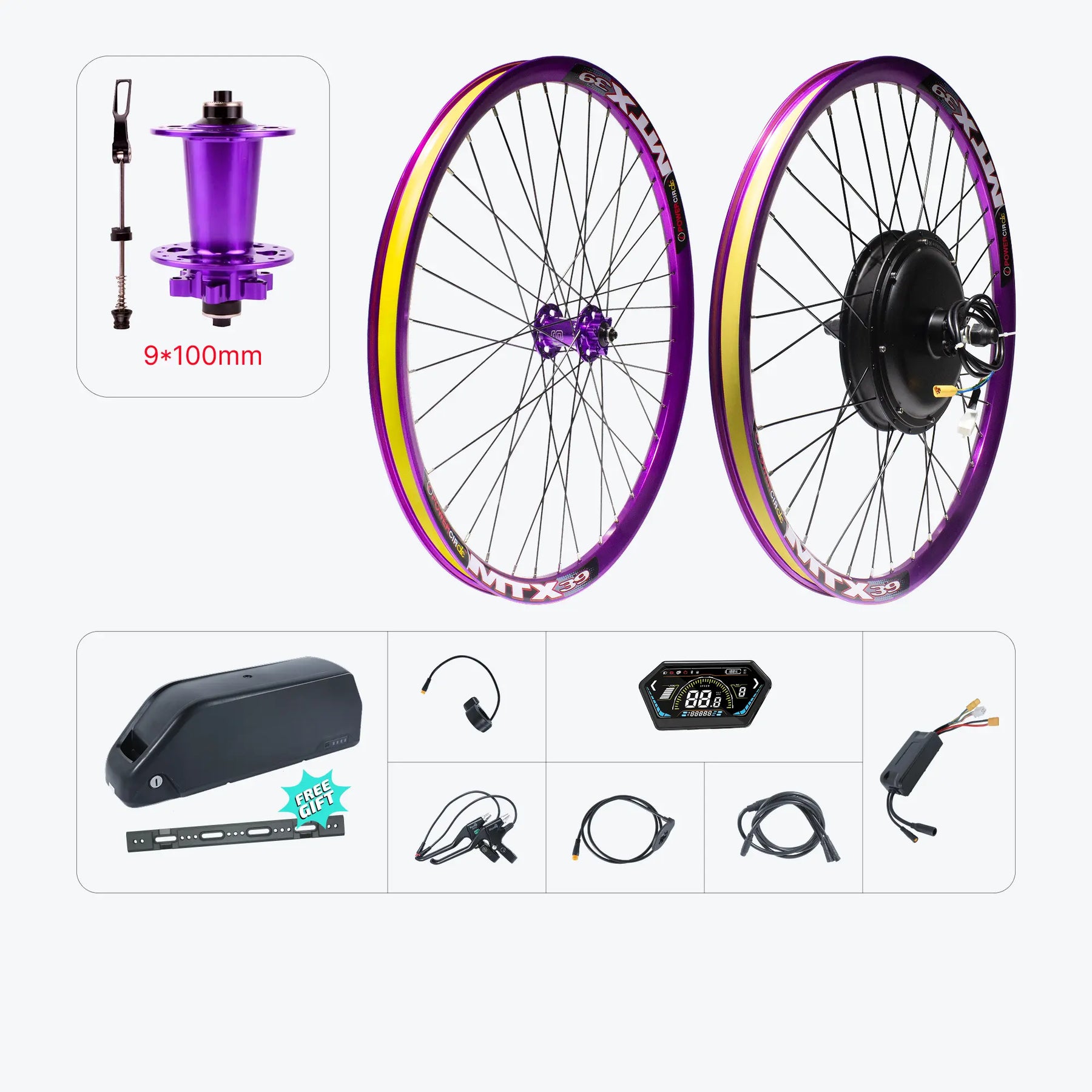 Kirbebike's 52V 2000W MTX Rim Ebike Kit with Front Wheel