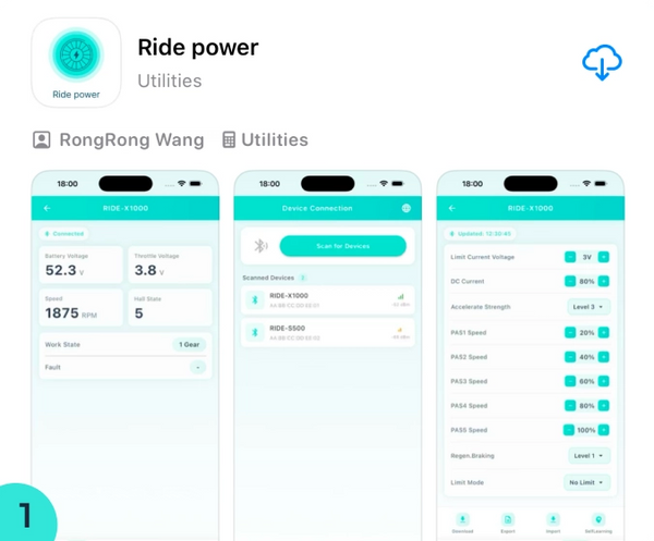 Download “Ride Power” from Google Play or the App Store and open the app.