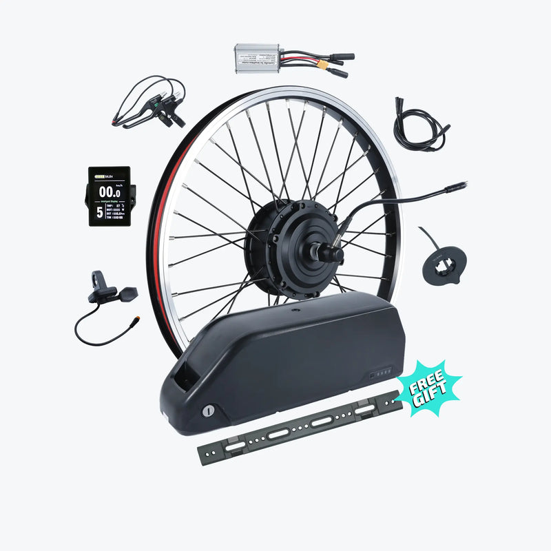 KirbEbike 36V 250W front wheel electric bike conversion kit with removable battery system