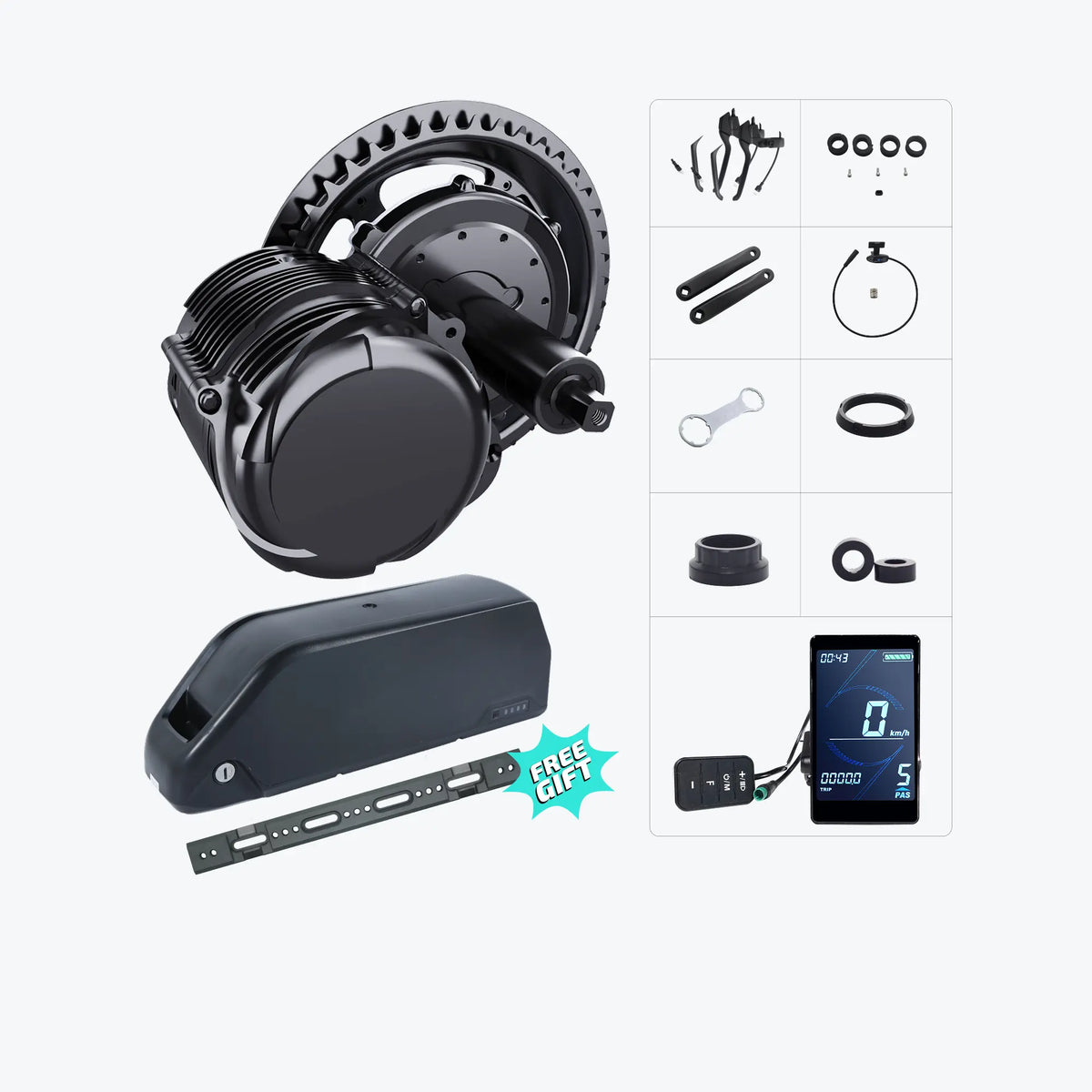 36V 48V 500W 750W Mid Motor Kit met Torque­sensor en Lithiumaccu