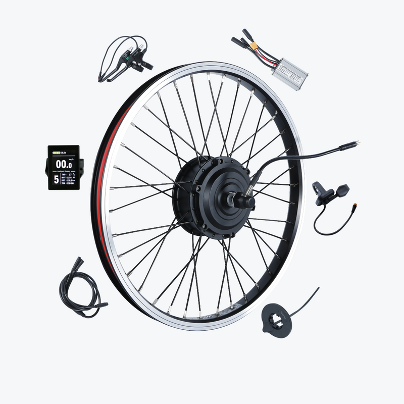 KirbEbike 250W front hub motor conversion wheel and electric bike kit components