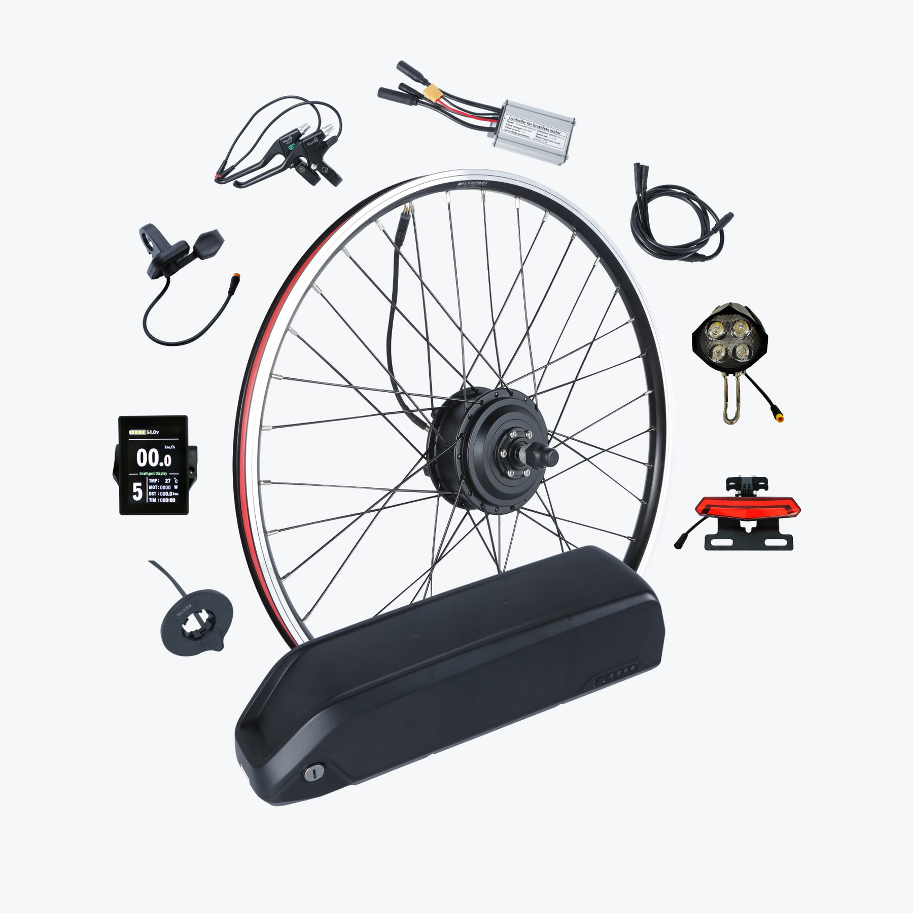 Front wheel electric bike kit deals with battery